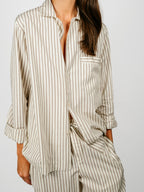 Organic Poplin Striped Sleepwear Long Sleeve Top| Hopper