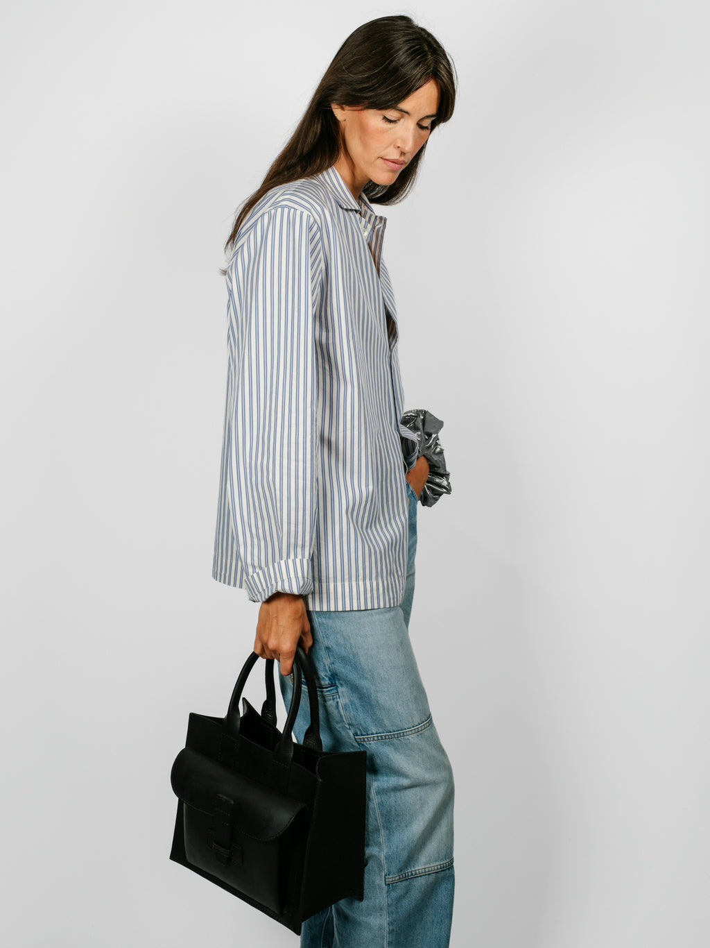 Organic Poplin Striped Sleepwear Long Sleeve Top