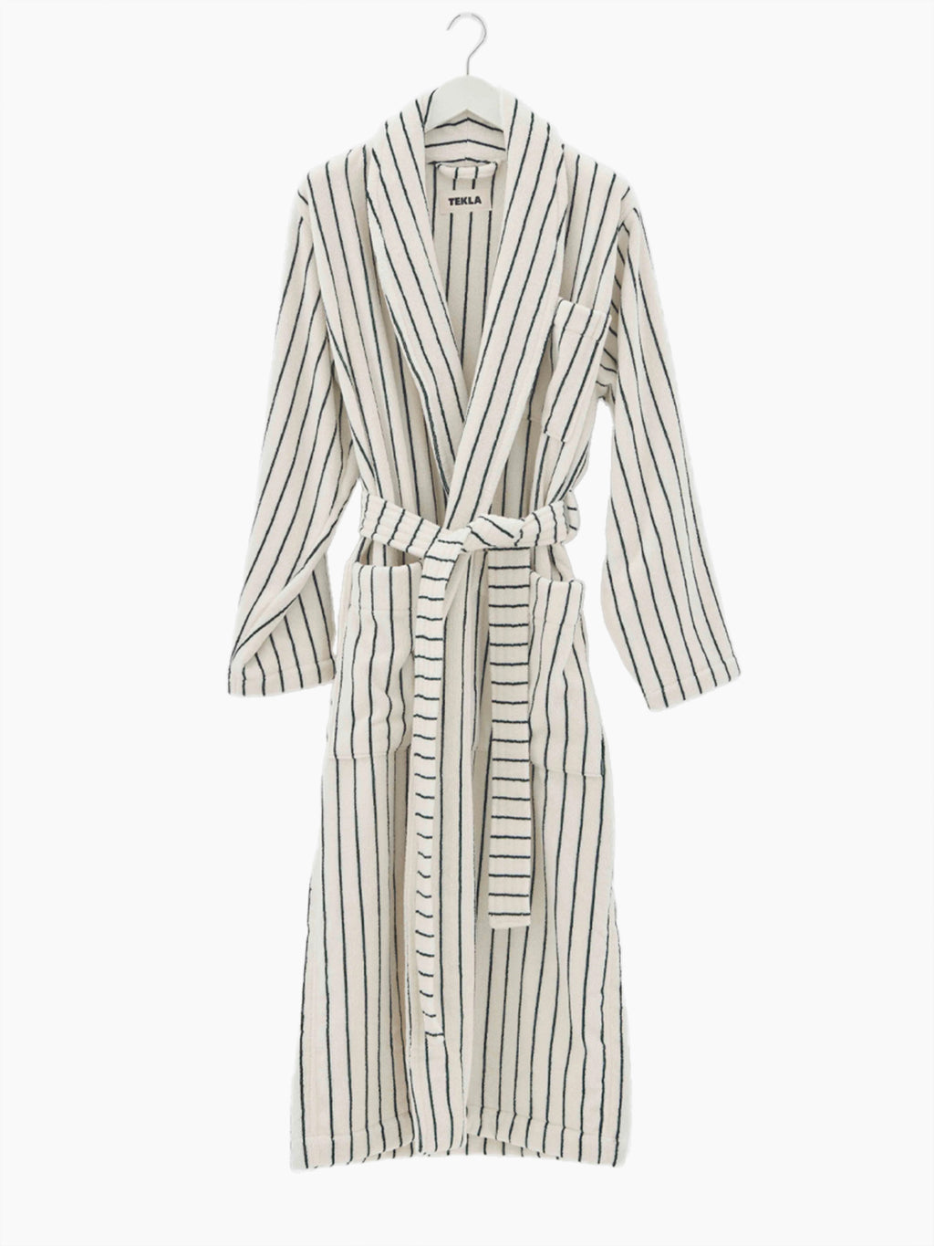 Organic Cotton Striped Bathrobe | Racing Green