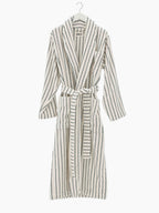 Organic Cotton Striped Bathrobe | Racing Green