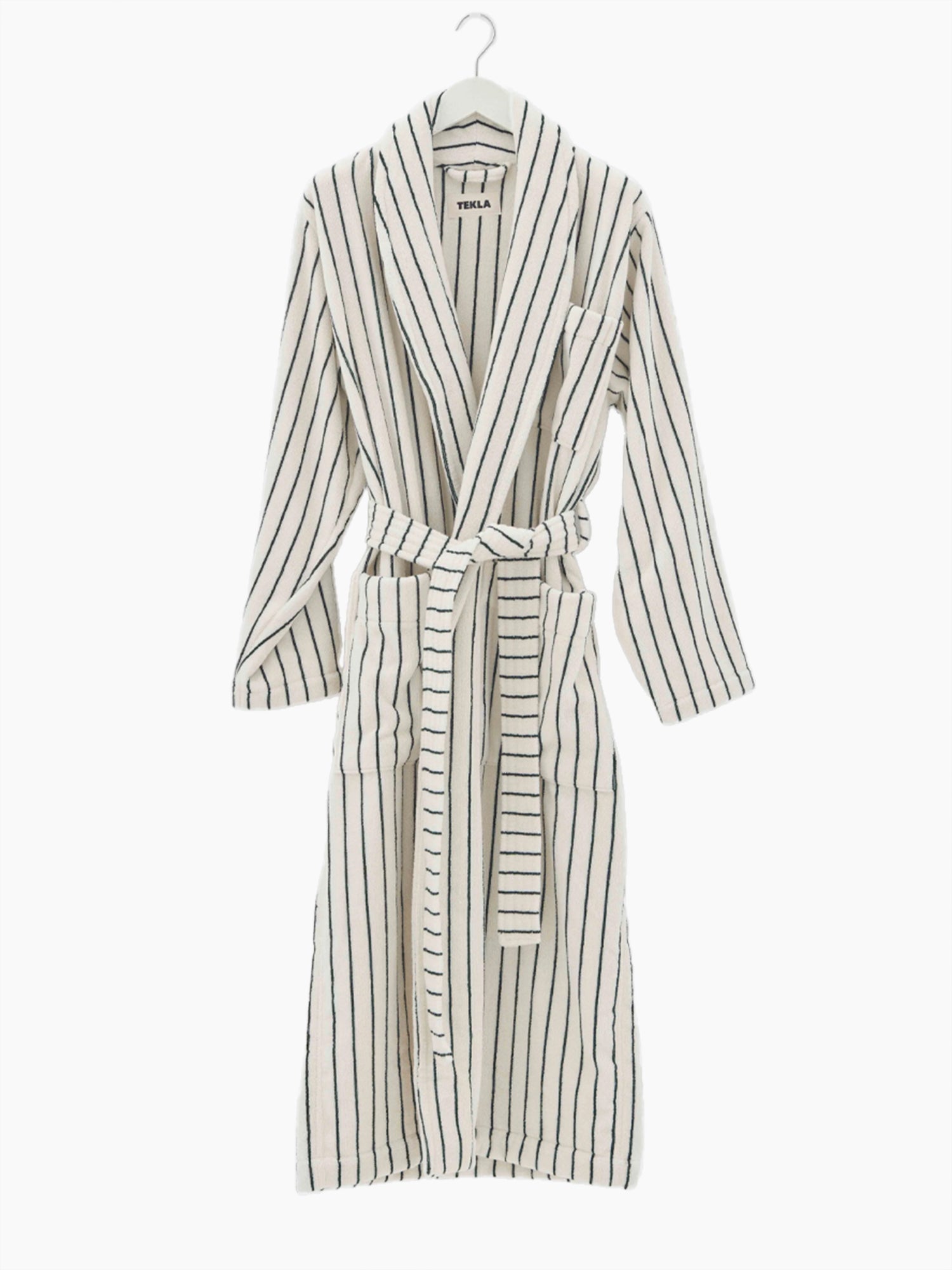 Organic Cotton Striped Bathrobe | Racing Green
