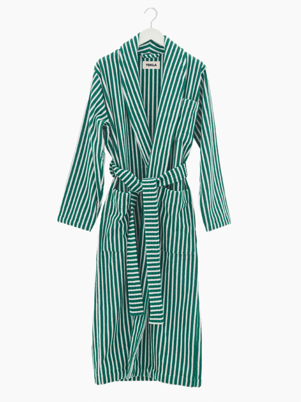 Organic Cotton Striped Bathrobe | Teal Green
