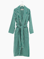 Organic Cotton Striped Bathrobe | Teal Green