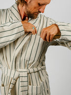 Organic Cotton Striped Bathrobe | Racing Green