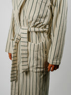 Organic Cotton Striped Bathrobe | Racing Green