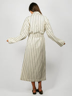 Organic Cotton Striped Bathrobe | Racing Green