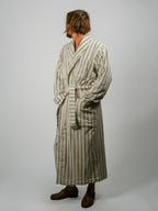 Organic Cotton Striped Bathrobe | Racing Green
