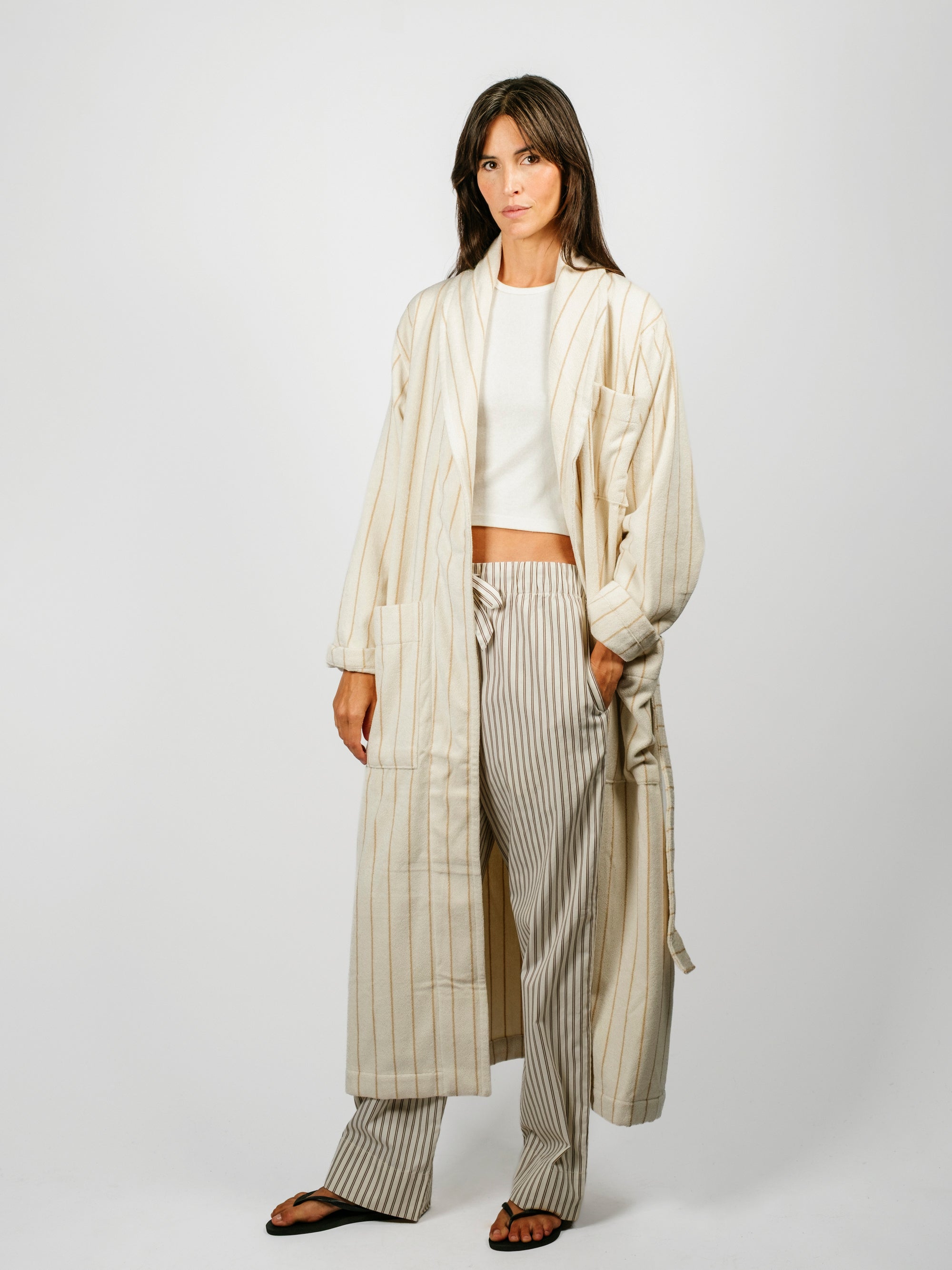 Organic Cotton Striped Bathrobe | Sienna