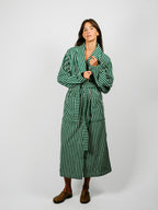 Organic Cotton Striped Bathrobe | Teal Green