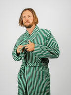 Organic Cotton Striped Bathrobe | Teal Green