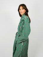 Organic Cotton Striped Bathrobe | Teal Green