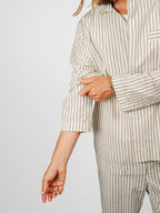 Organic Poplin Striped Sleepwear Long Sleeve Top| Hopper