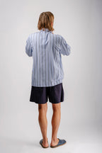 Organic Poplin Striped Sleepwear Long Sleeve Top | Stave Stripes