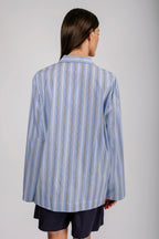 Organic Poplin Striped Sleepwear Long Sleeve Top | Stave Stripes