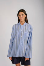 Organic Poplin Striped Sleepwear Long Sleeve Top | Stave Stripes