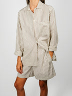 Organic Poplin Striped Sleepwear Long Sleeve Top| Hopper