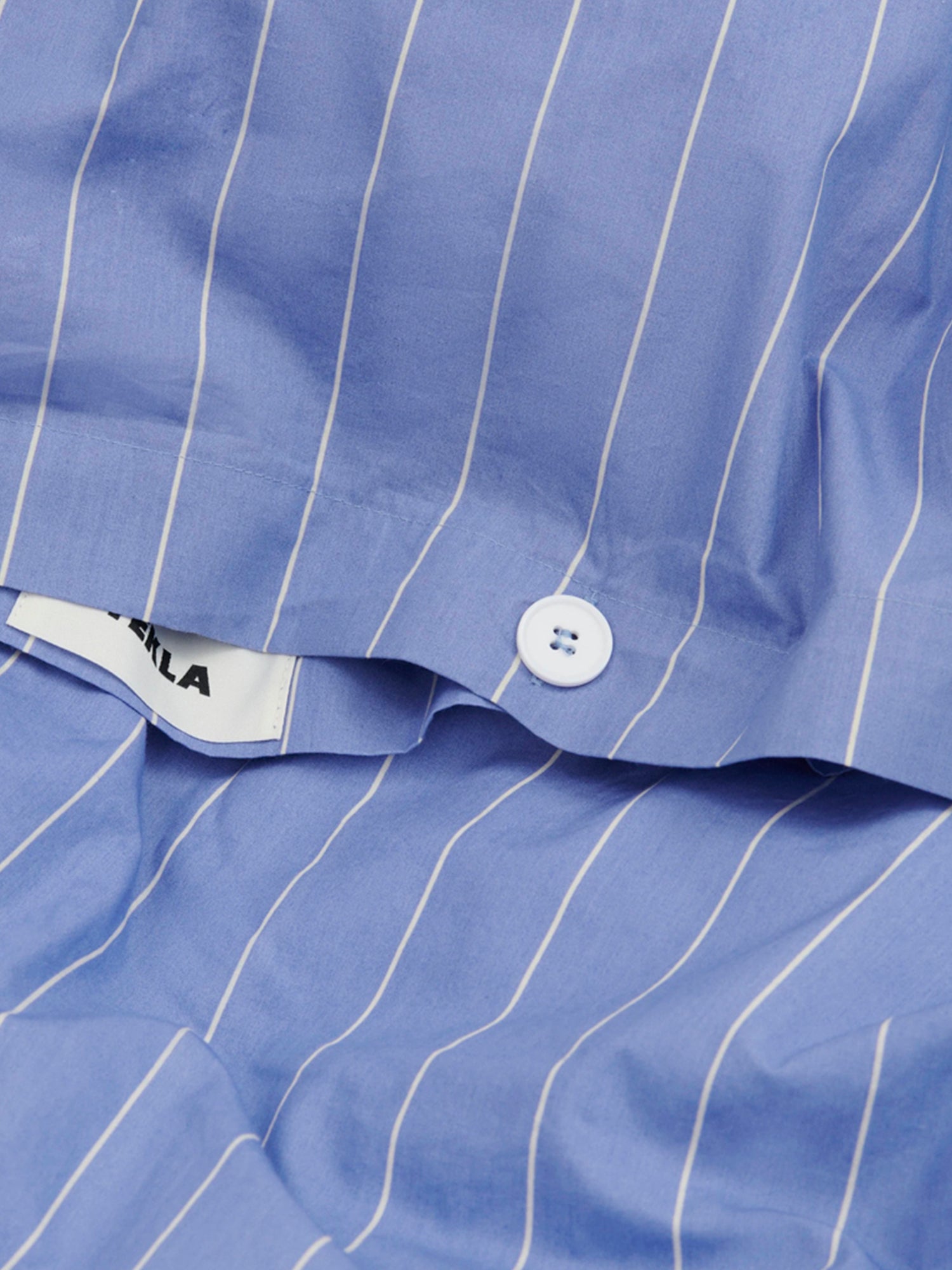 Organic Cotton Percale Bedding | Clear Blue Stripes