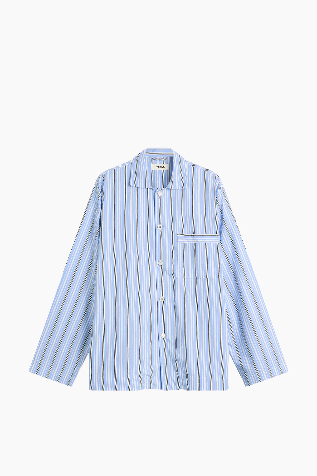 Organic Poplin Striped Sleepwear Long Sleeve Top | Stave Stripes