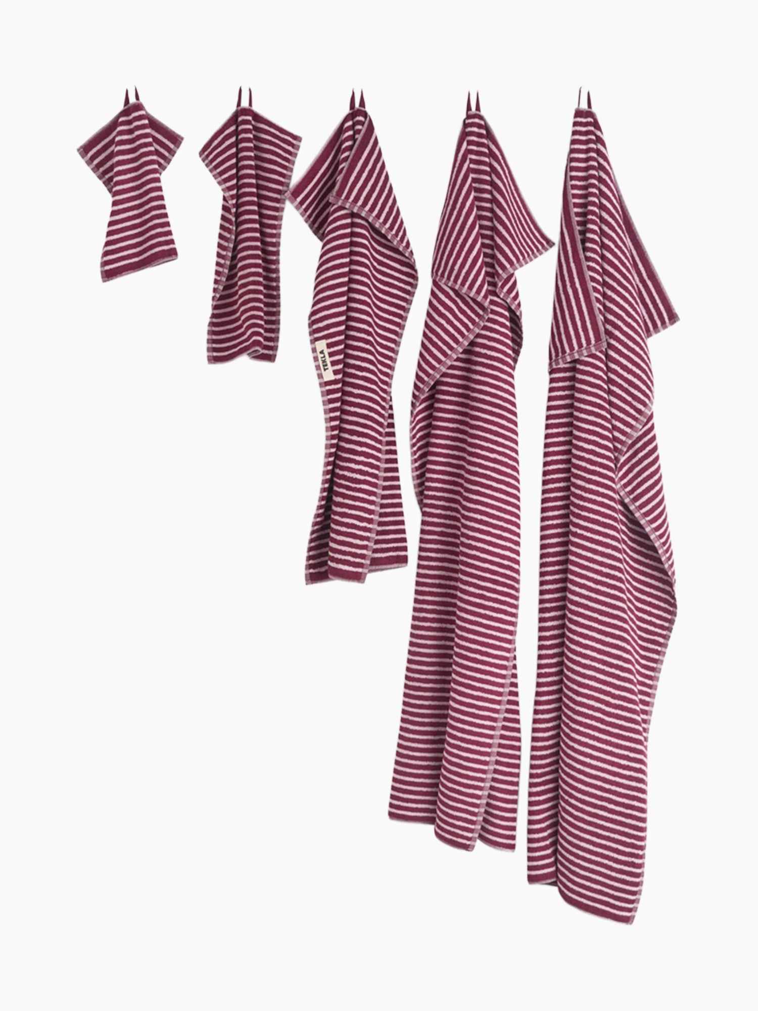 Organic Cotton Striped Towels & Bath Mat | Red & Rose