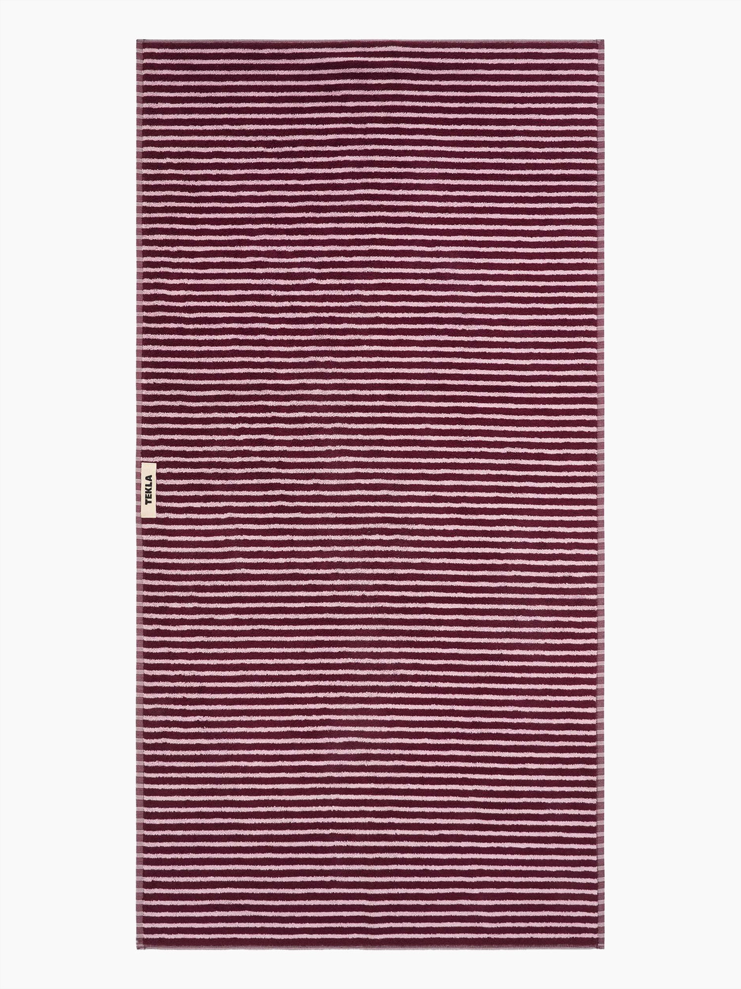 Organic Cotton Striped Towels & Bath Mat | Red & Rose