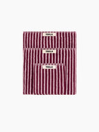 Organic Cotton Striped Towels & Bath Mat | Red & Rose