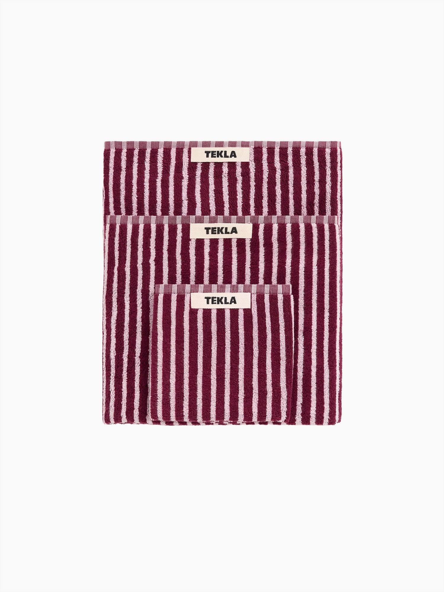 Organic Cotton Striped Towels & Bath Mat | Red & Rose