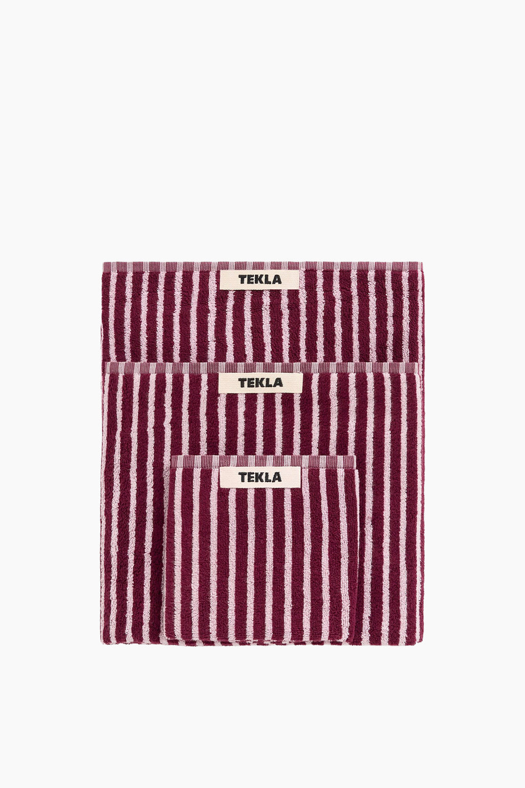 Organic Cotton Striped Towels & Bath Mat | Red & Rose
