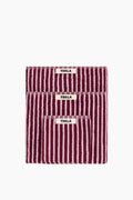 Organic Cotton Striped Towels & Bath Mat | Red & Rose
