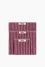 Organic Cotton Striped Towels & Bath Mat | Red & Rose