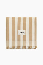 Organic Cotton Terry Beach Towel | Almond Stripe