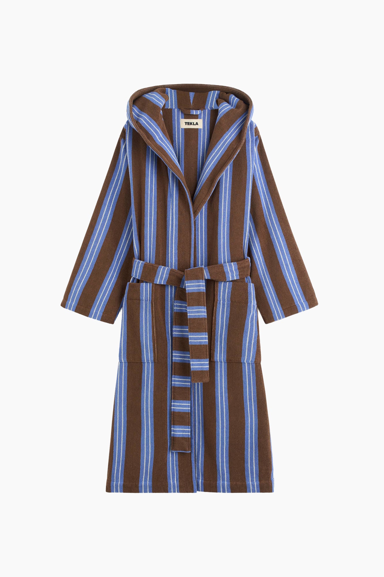 Organic Cotton Hooded Bathrobe | Chestnut Stripes