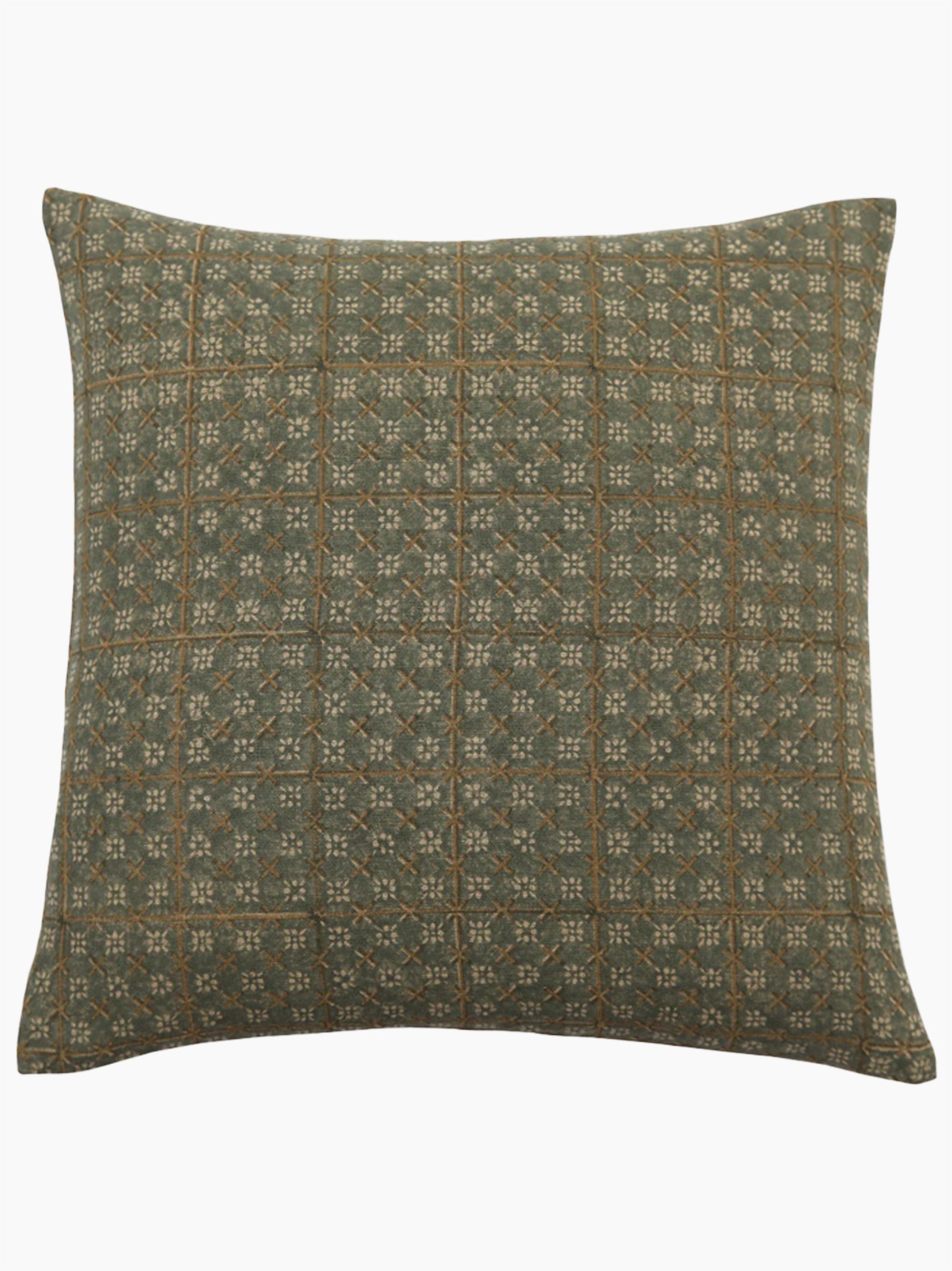 Titli Hand Block Printed Linen Pillow | Teal