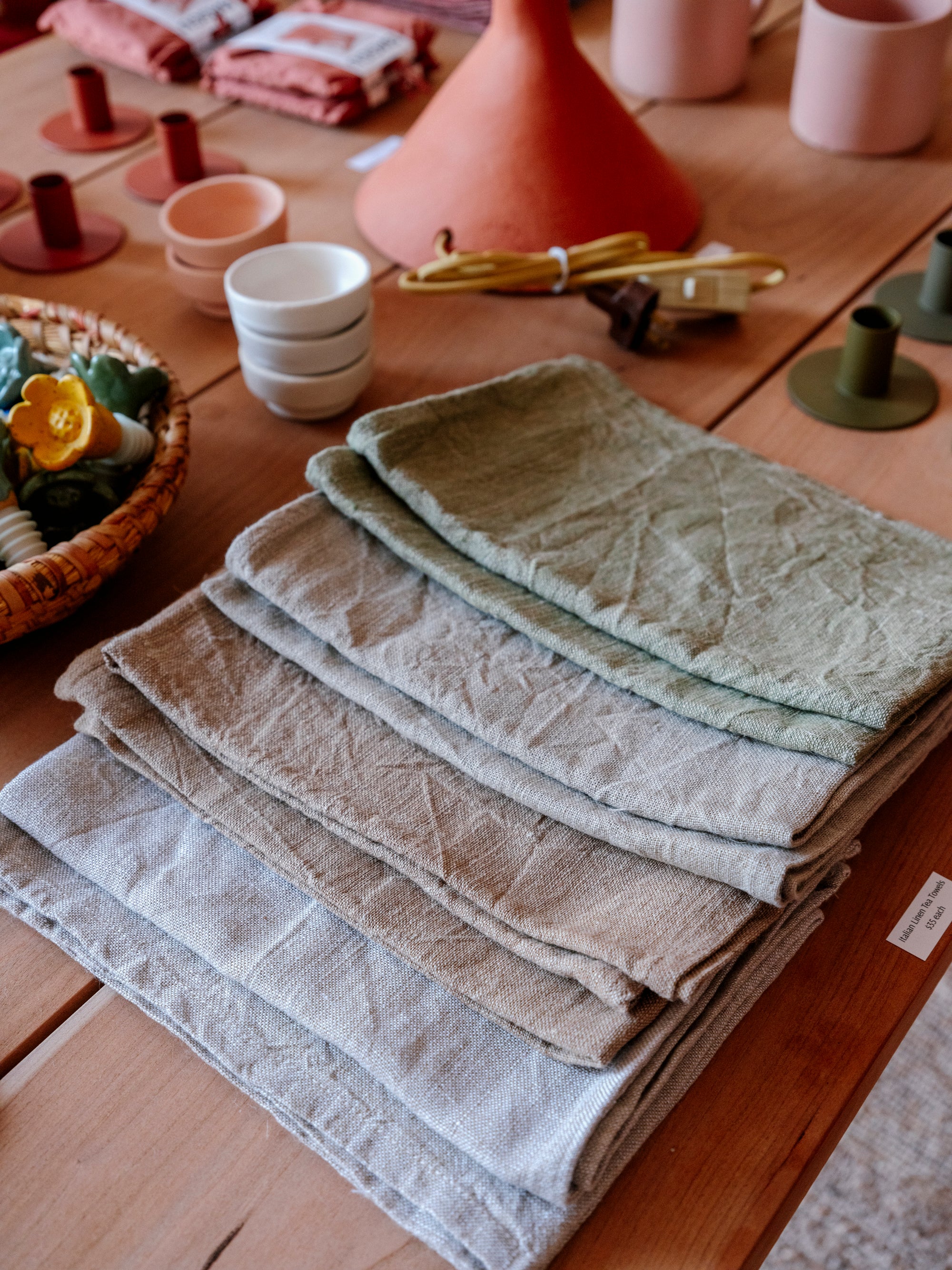 Italian Linen Tea Towel | Olive