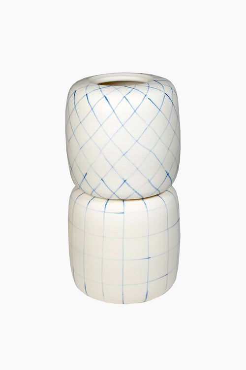 Blue and White Stacked Vase