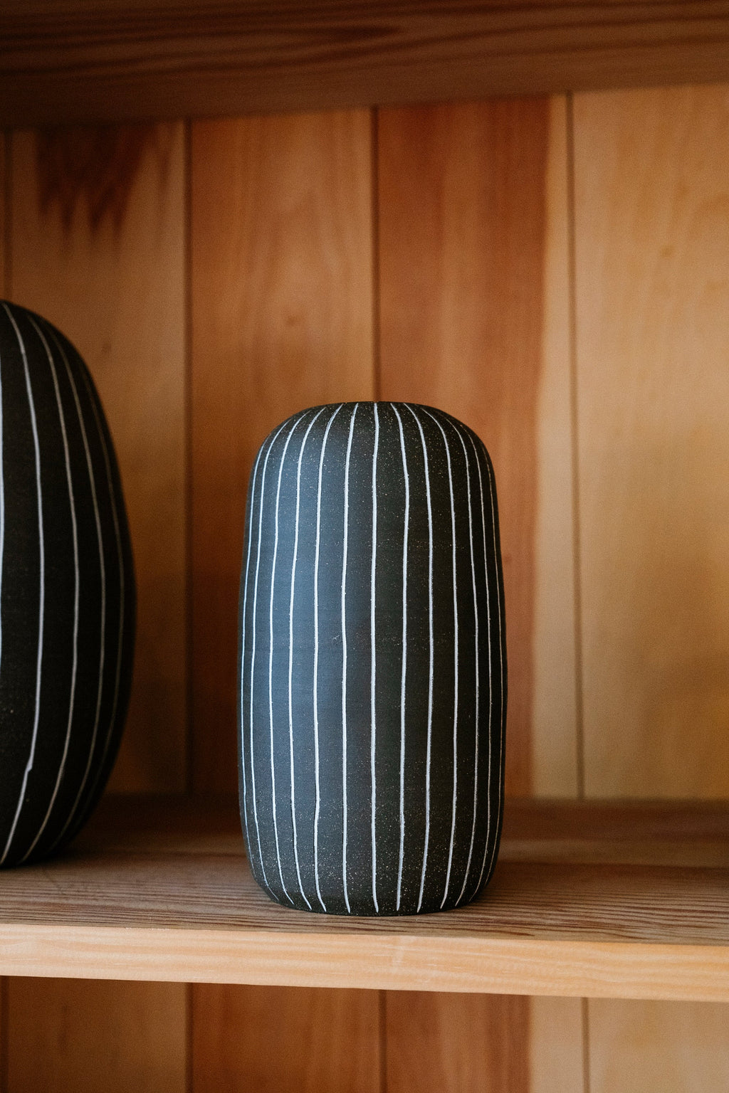 Dark Pen Striped Vase