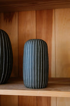 Dark Pen Striped Vase