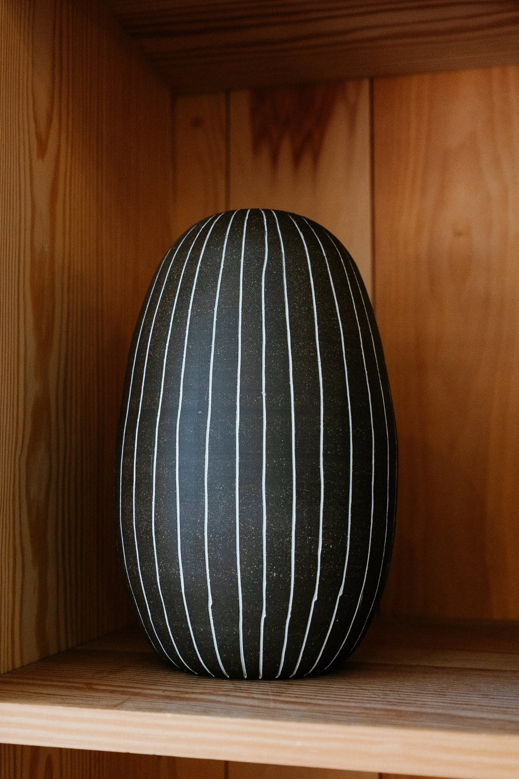 Large Dark Pen Striped Vase